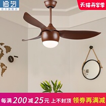  Ceiling fan light Nordic simple dining room living room led fan chandelier Chinese household bedroom black and white with lamp ceiling fan