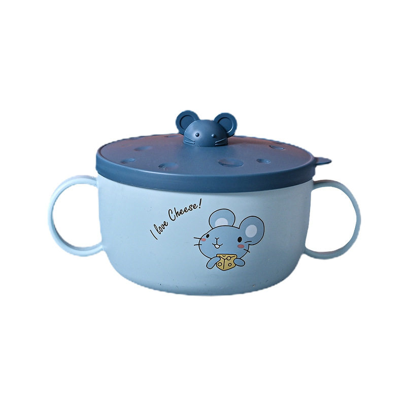 AY35 stainless steel home rice bowls baby children elementary school children with cover lunch box cute new soup bowl suit canteen-Taobao