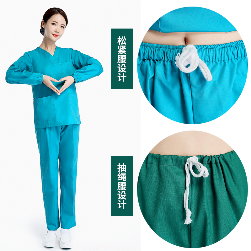 phụ nữ rửa tay quần áo cotton dài tay tiểu bộ chỉnh sửa bác sĩ phòng mổ bàn chải tay áo cách ly quần áo quần áo phẫu thuật polyester bông nam