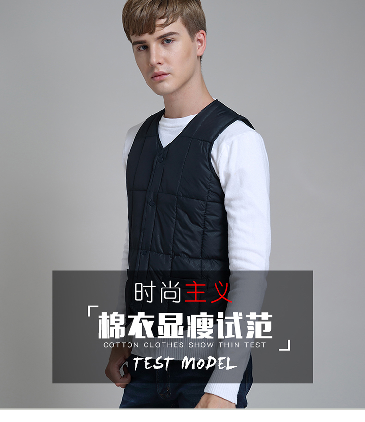 Mùa thu và mùa đông nam mặc vest cotton Áo vest nam ấm áp để mặc vest phục vụ tại nhà Quần áo ấm cổ chữ V áo ghi lê