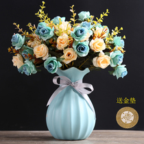Art vase silk flower fake flower simulation flower room home decoration decoration bedroom living room put flower arrangement fake flower