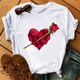 2021Valentine'SDayTSirt Valentine's Day love print male and female couple T-shirt short sleeves