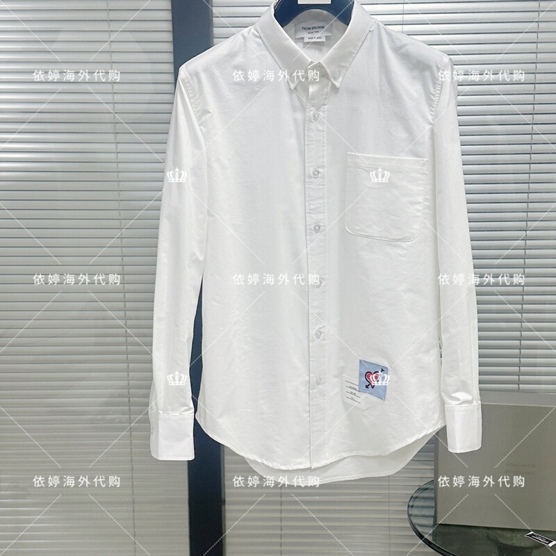 Thom Browne/Tom Brown Tb New Men's Casual Pure Cotton Long-Sleeved Shirt for Women and Teenagers, Versatile for Daily Wear