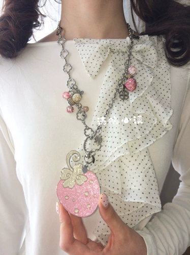 Crisp Creek Original *Кудрявые бутоны клубники*Металлическое ожерелье в сверкающем стиле клубники Универсальная подвесная цепочка 𫔀Кулон