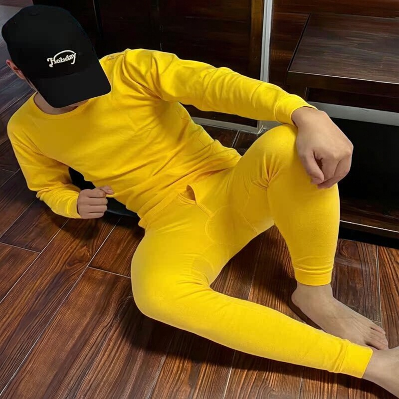 Yellow Autumn Clothing Set for Men and Women, Thin Pure Cotton Red Underwear for the Year of Birth, Long-Sleeved Cotton New Product for the Year of the Horse Yellow Autumn Clothing Set for Men and Women, Thin Pure Cotton Red Underwear for the Year of Birth, Long-Sleeved Cotton New Product for the Year of the Horse