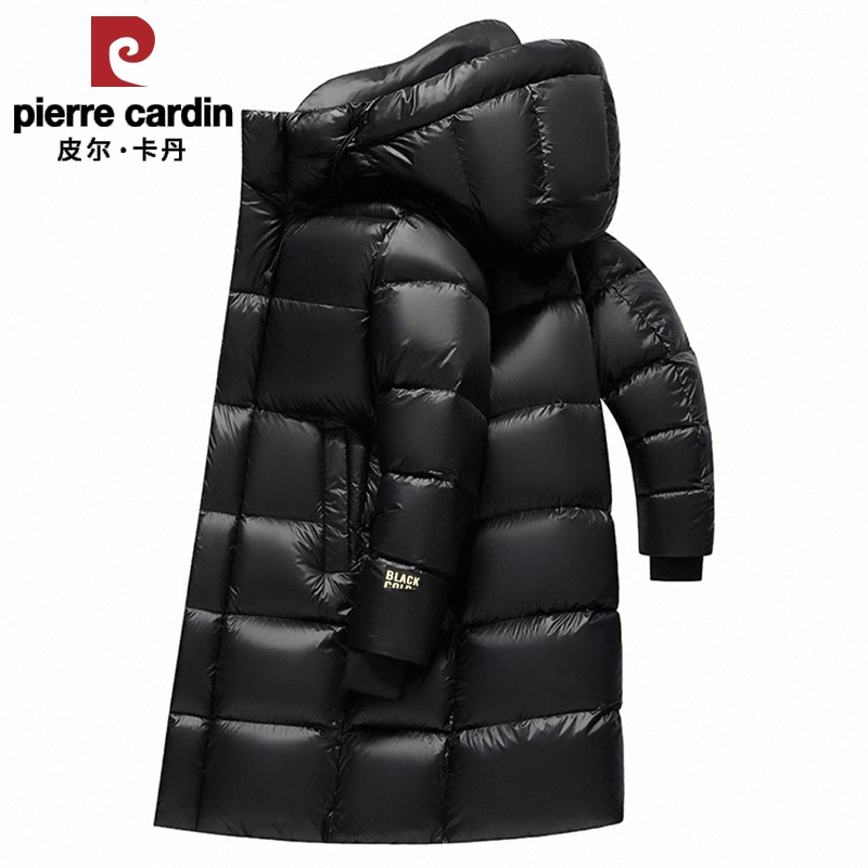 Off-Season Clearance Winter Pierre Cardin Black Gold Goose down Jacket, Unisex, Thickened, Over-The-Knee, Extreme Cold Weather Clothing for Northeast