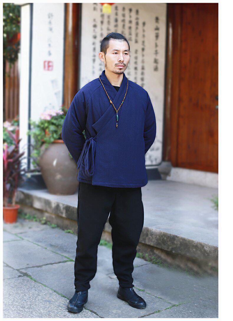 китайский костюм 中国风男装冬季汉服棉衣男士唐装棉袄古风中式棉服加厚棉麻茶禅服