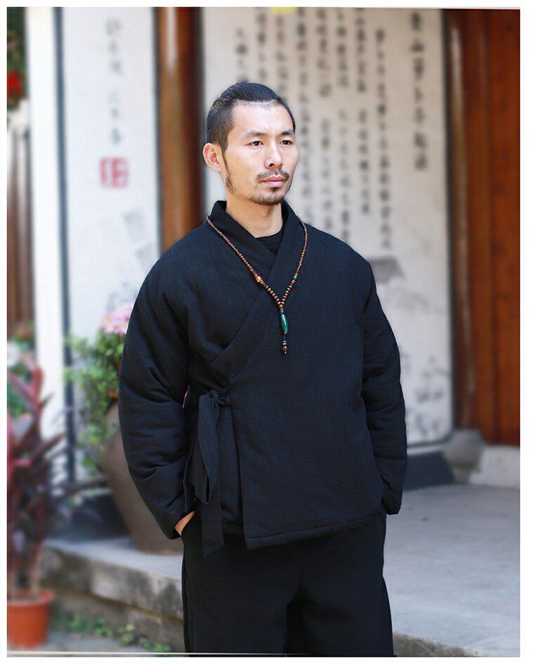 китайский костюм 中国风男装冬季汉服棉衣男士唐装棉袄古风中式棉服加厚棉麻茶禅服
