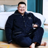 Мужская коралловая бархатная стеганая удерживающая тепло флисовая пижама, большой размер, увеличенная толщина