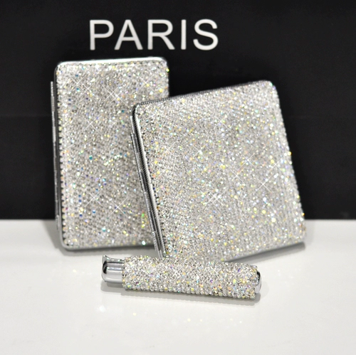 Креативный ультратонкий металлический портсигар, портативная маленькая зажигалка, комплект