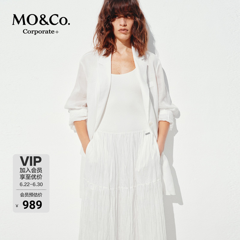 【Moco Outlet】Lightweight Fine Ramie White Unisex Loose Transparent Jacket Mo&Co