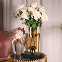 Transparent Glass Vase ornaments living room flower arrangement light luxury creative TV cabinet dining table European modern home soft accessories