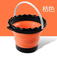 Силиконовое складное ведро [обновить более толстую модель] [круглый] [черный+оранжевый]
