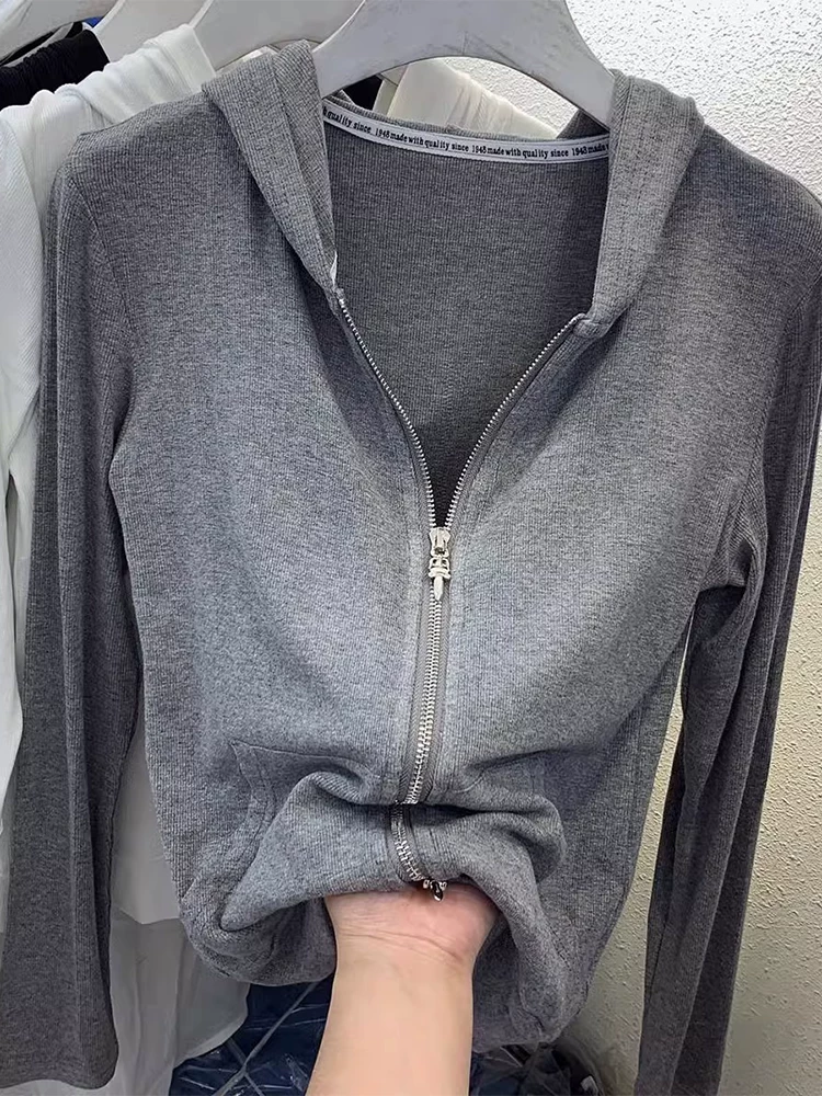 Длинный рукав осени с капюшоном, вязаный кардиган, городской стиль, slim fit