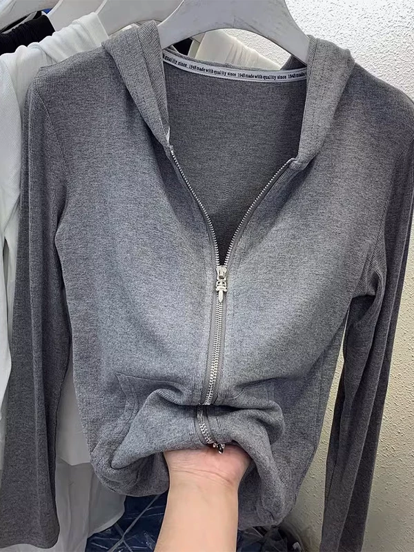 Длинный рукав осени с капюшоном, вязаный кардиган, городской стиль, slim fit