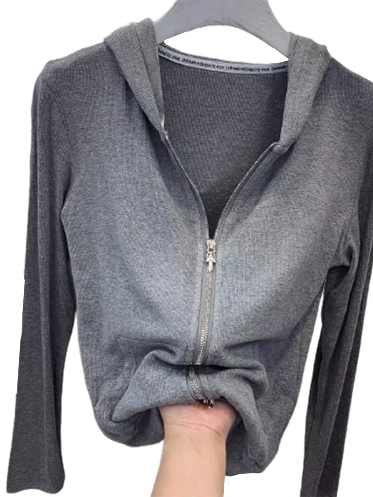 Длинный рукав осени с капюшоном, вязаный кардиган, городской стиль, slim fit