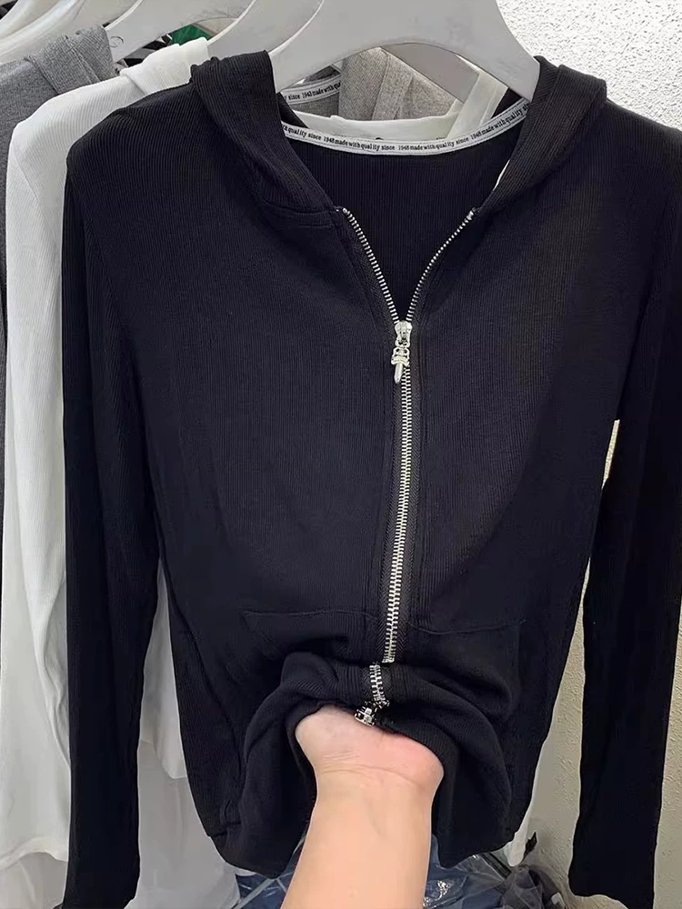 Длинный рукав осени с капюшоном, вязаный кардиган, городской стиль, slim fit