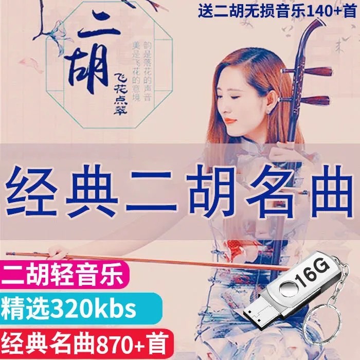 Featured 870 Erhu Light Music Performances USB Flash Drive Car Music U Disk TFsim Card MP3 Classical Folk Music