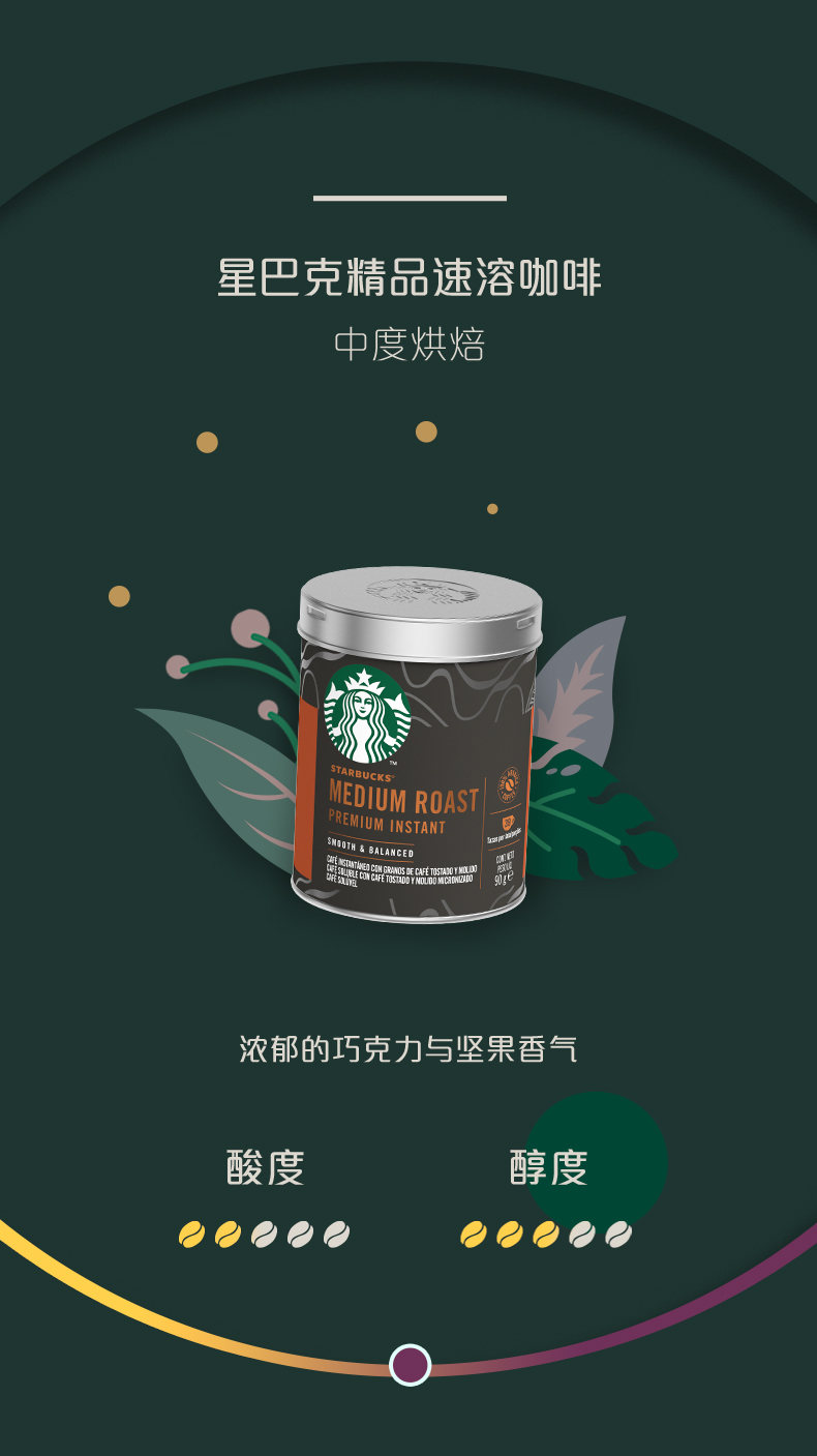 星巴克 美式无糖黑咖啡粉 90g/罐 图5