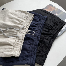Cool and breathable natural linen summer mens high-quality all-match simple casual straight five-point shorts