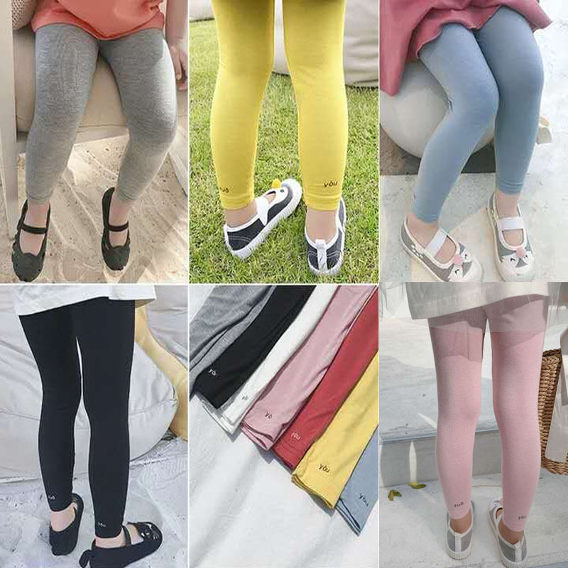 Girl inside lap pants outside wearing thin baby white Modale Ice Pants Children 90% Pants Foreign Pie Black Tide