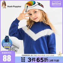 Childrens clothing girls sweater autumn clothing comfortable thread clothing childrens sweater childrens half high neck plus velvet jacket