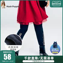 Childrens clothing girls leggings in winter thick and velvet foreign wearing medium and big childrens warm trousers sports pants