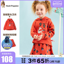 Dinx childrens clothing girls plus velvet suit autumn and winter clothing childrens sweater skirt childrens one velvet two-piece set