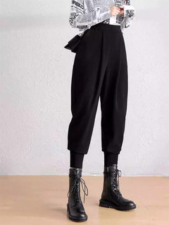 束脚哈伦裤女2026秋冬新款小个子高腰休闲靴裤宽松加绒加厚萝卜裤