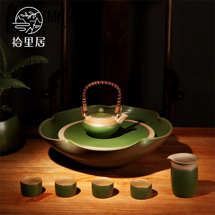 Shiliju Kung Fu tea set set home Jingdezhen Chinese retro new Italian lotus shape tea tray tea set