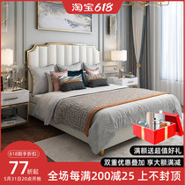 American genuine leather bed in style double solid wood bed 1 8 m postmodern minimalist master bedroom with light lavish style innet red bed