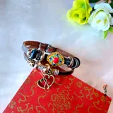 Модный браслет, красный этнический декор, этнический стиль