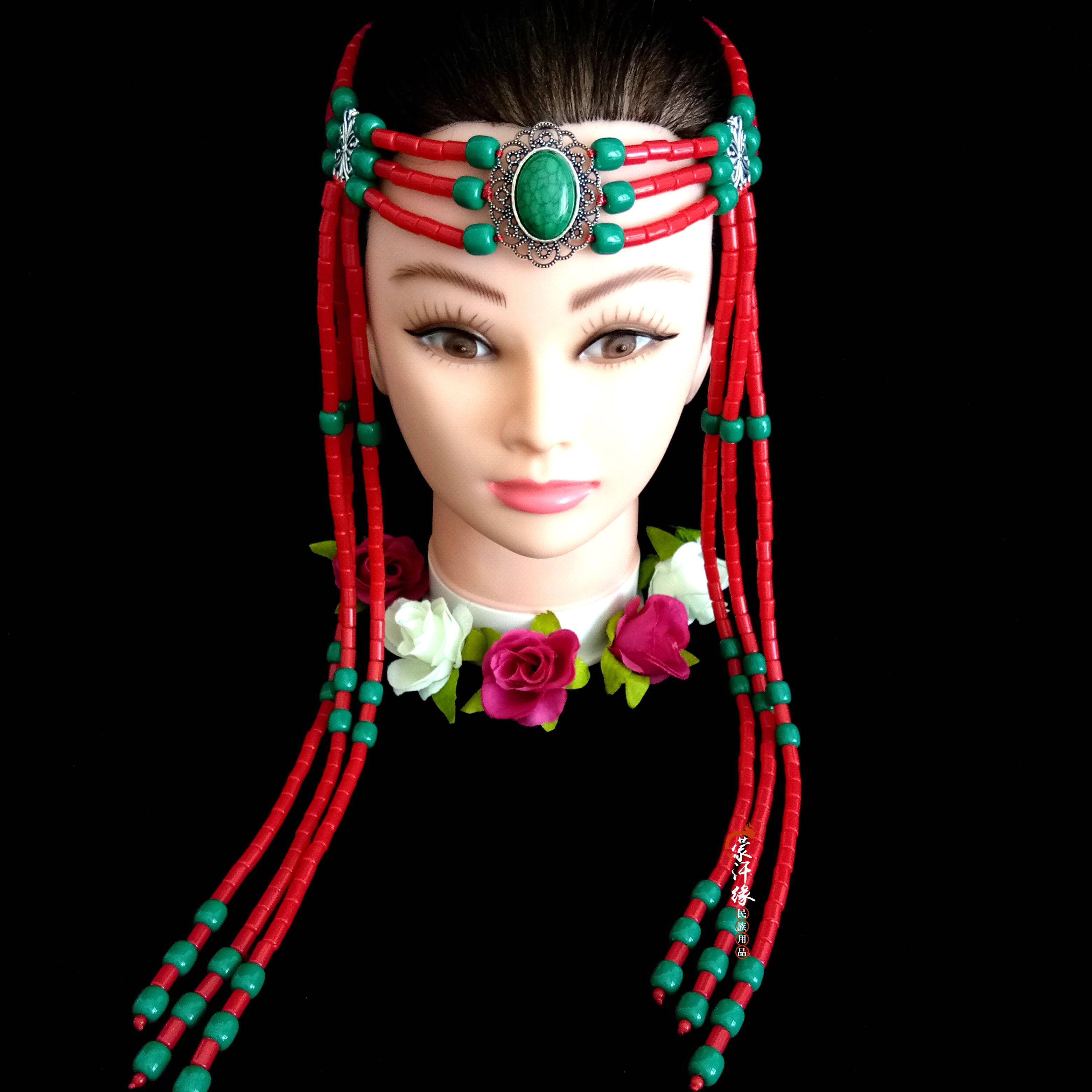 Mongolian female style new head decorated with long version of streaming Su hair accessories dance performance paired with Mongolian robe ornament bridal forehead