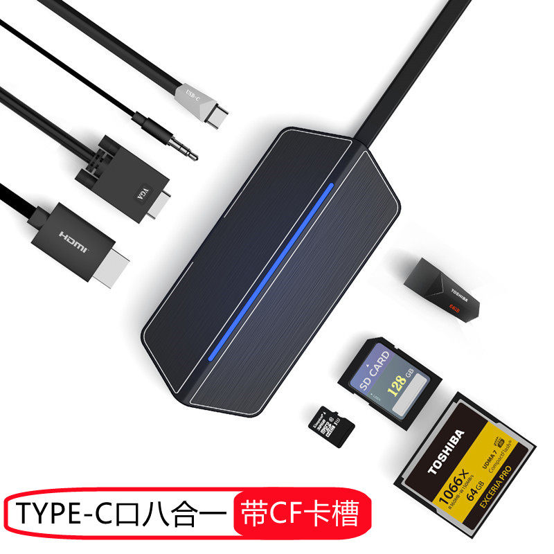 TYPE-C docking station Microsoft surface Pro7 8 computer converter CF SD card reader VGA screen projection HDMI