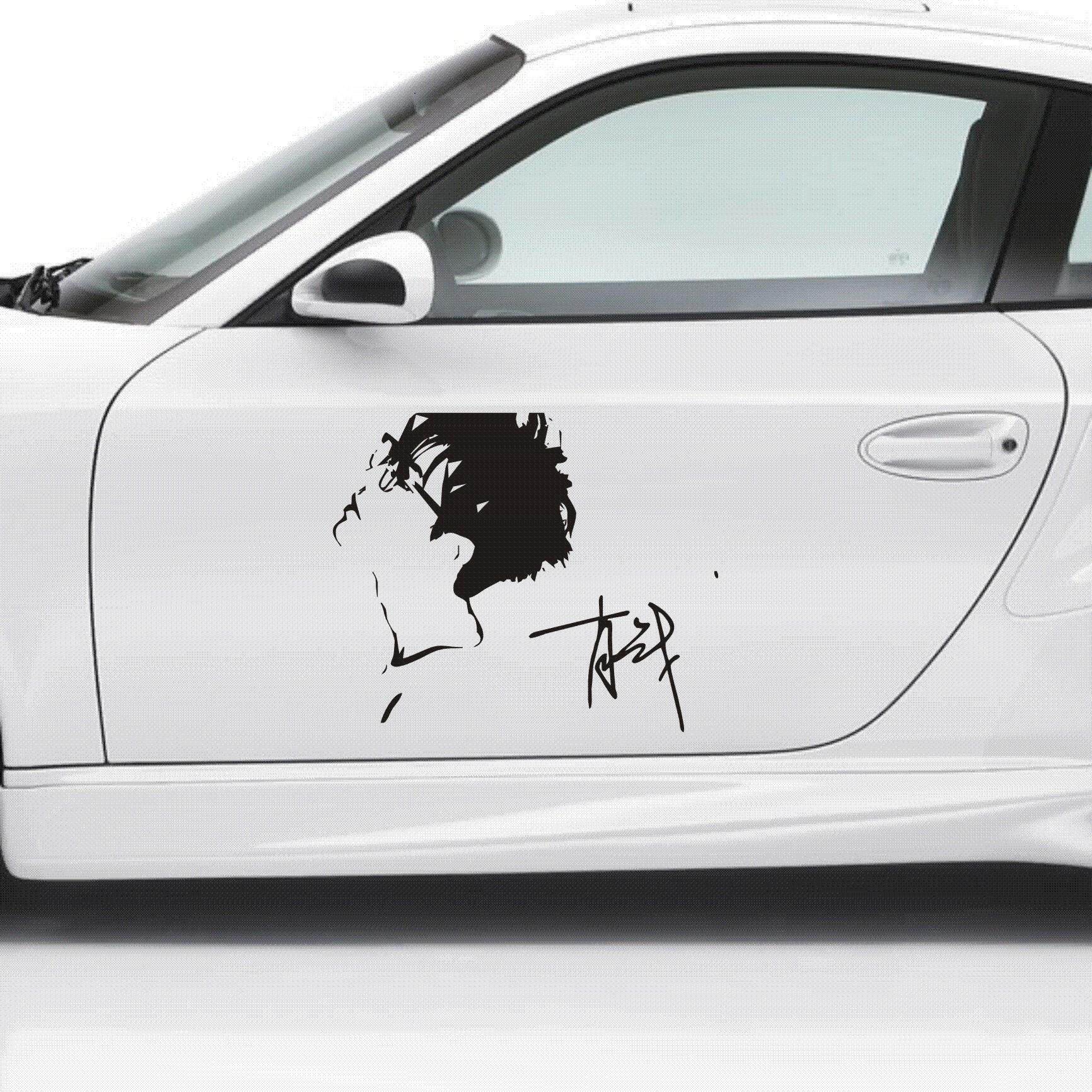 Bojun one shaw car sticker Showar Wang Yibo signed avatar car door oil box cover creative car decoration sticker