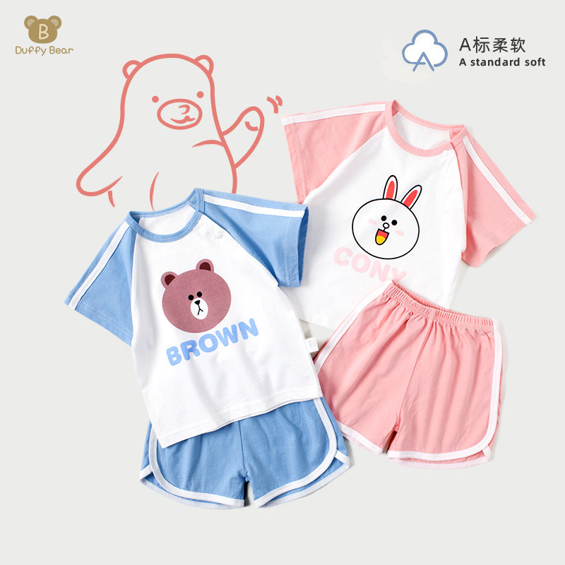 Goodbaby Toddler Summer Clothing Short Sleeve Suit Cotton Baby Summer Clothes Two Piece Boys Girls 2022 New