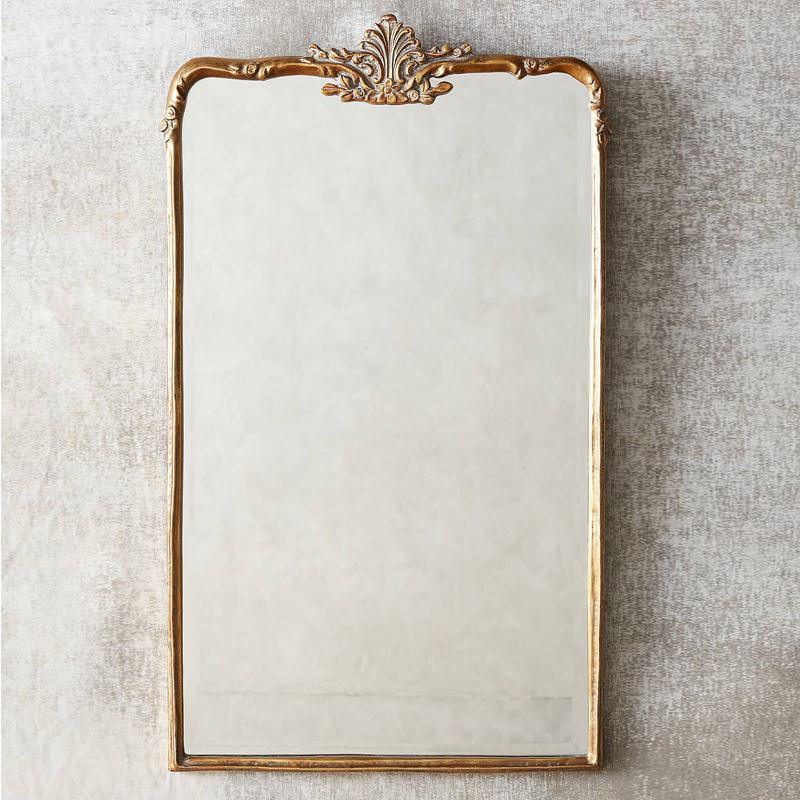 French mirror Bedroom vanity table Wall-mounted makeup mirror Wall-mounted makeup room retro carved makeup mirror customization