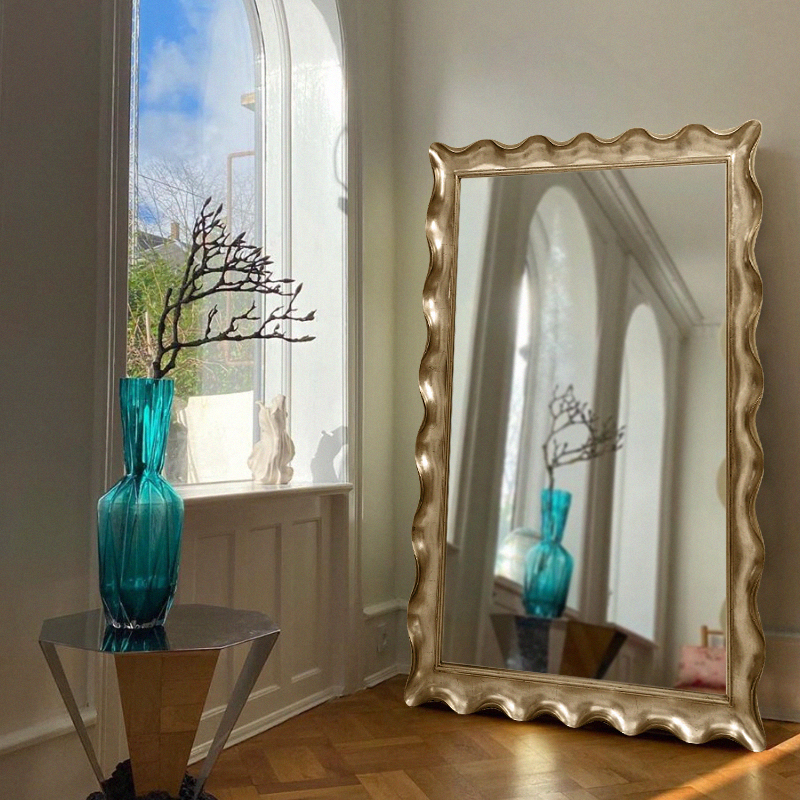 European-style Full-body Mirror Stereo Wave Mirror Fitting Full Body Mirror Bedroom Net Red Ins Home Floor Mirror Creative Mirror