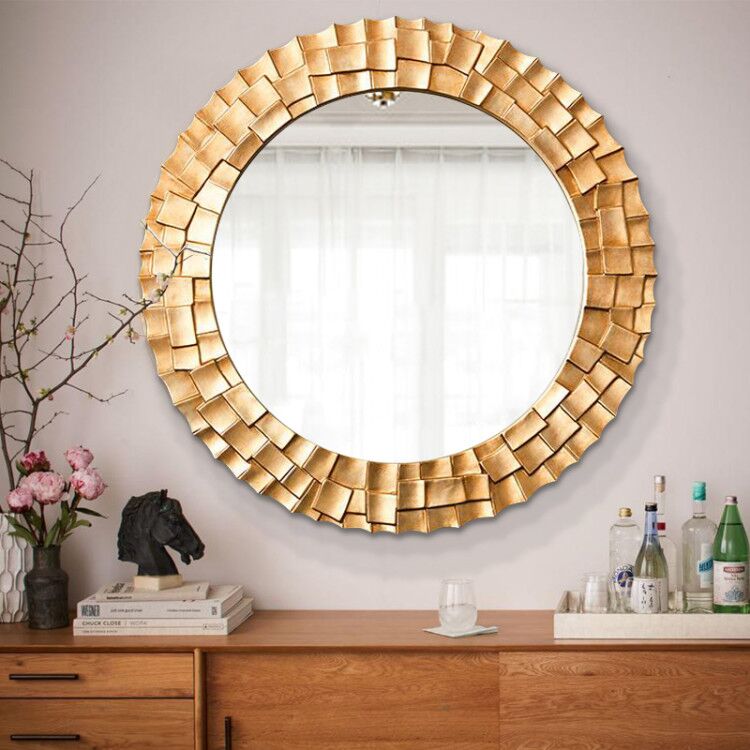 Crown Custom Vintage decorative mirror living room dining room background Wall hanging mirror fireplace creative round entry mirror