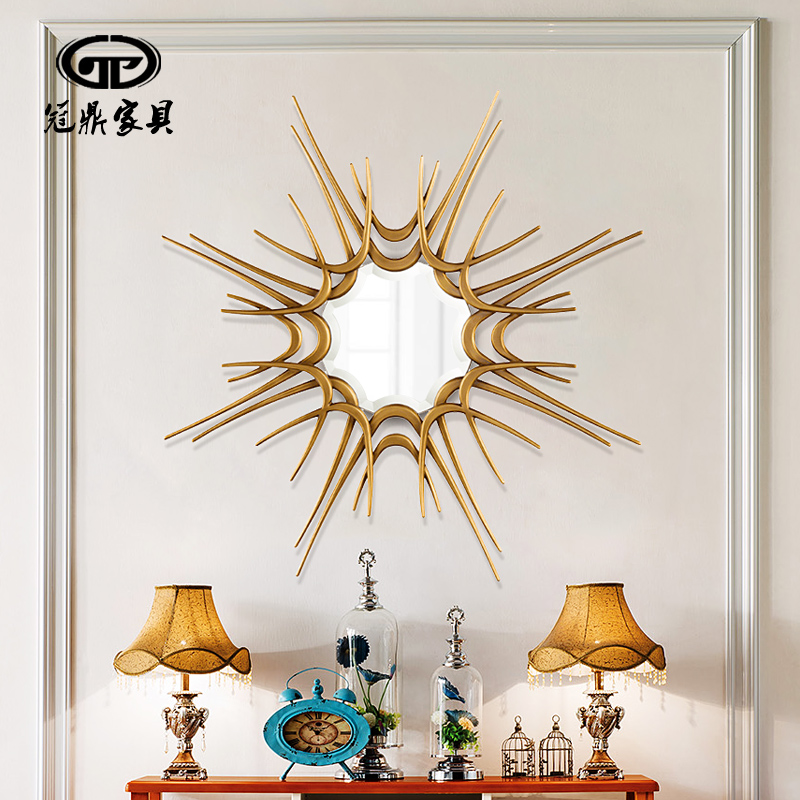 Crown Tripod Custom American Decorative Mirror Living Room Genguan Background Wall Creative Wall-mounted panel Dining Side Mirror Fireplace Mirror