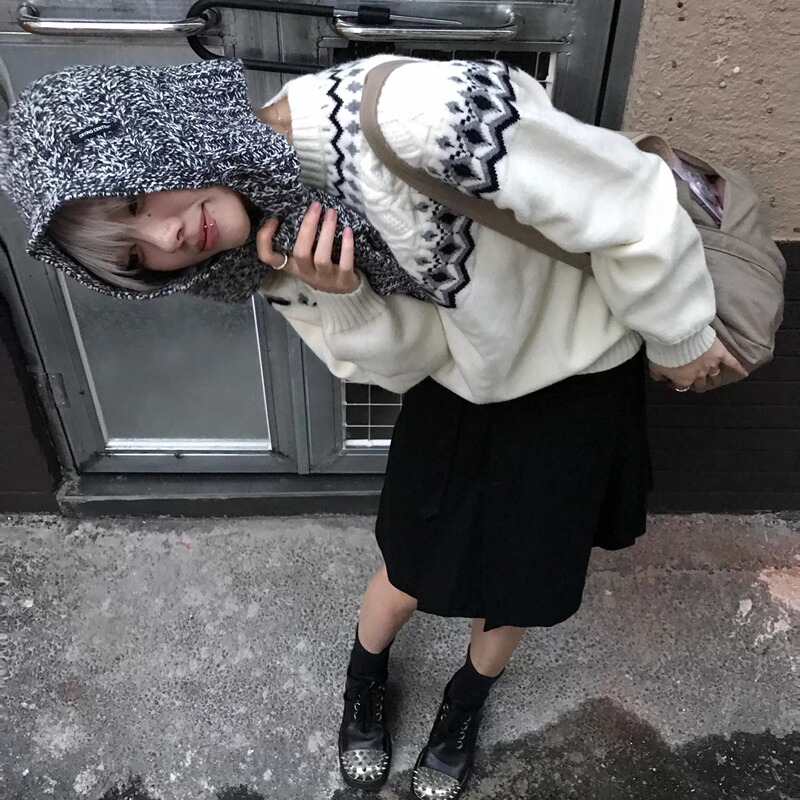 Korean Autumn and Winter Lazy-Style High-End Cable Knit Cashmere Wool Round Neck Comfortable Breathable Raglan Sweater