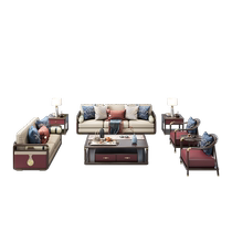 (Lanyue) New Chinese style ebony sofa Airi Guyisu solid wood leather villa light luxury ebony wood furniture