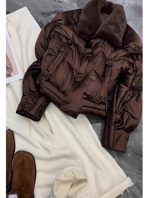 Coffee-Colored down Jacket, Spring 2026 New Model, This Year's Popular Hot Item, Super Nice-Looking, Thickened and Warm Coat for Petite Women