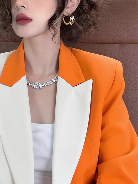 Early Spring Korean Style Unique and Beautiful Light Luxury High-End Super Stylish Niche Design Fashionable Commuter Color-Block Blazer