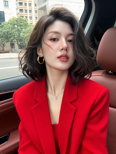 Early Spring Trendy and Versatile High-End Small Suit with Unique and Beautiful Temperament, Commuter Style Red Blazer for Women