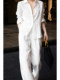 Spring Fashion: Light Luxury, High-End Feel, Powerful Aura, Capable and Elegant, Important Occasions, White Shirt Suit with Pants