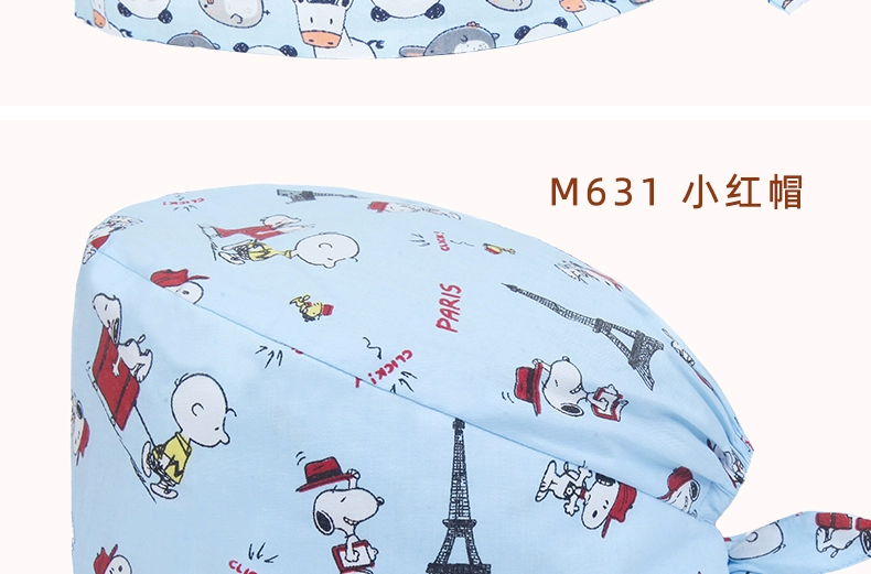 Miruman cotton nguyên chất in hình mũ phẫu thuật nữ Baotou mũ phòng phẫu thuật bác sĩ y tá mũ làm đẹp răng miệng làm việc mũ mũ y tế dùng 1 lần