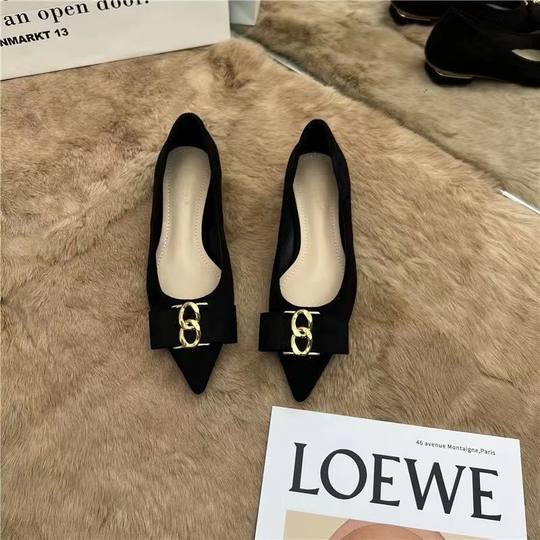 Pointed Toe Women's Suede Versatile Soft-Soled Comfortable Slip-On Loafers Black Professional Loafers