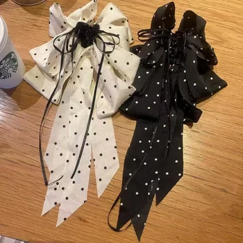 New Polka Dot Knot Hair Clip for Women 2025 New Style High-End Ribbon Ponytail Clip Hair Accessory