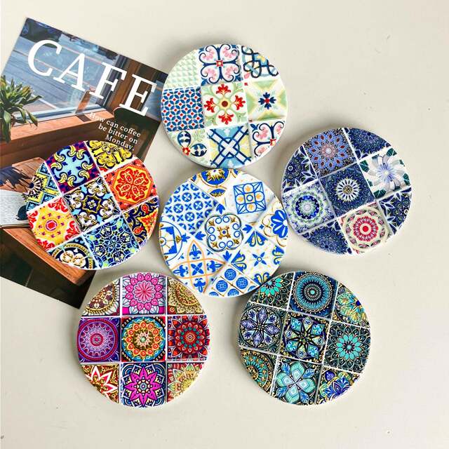 Cross-Border 7.5×7.5 Resin Nine-Grid Round Refrigerator Magnet with D Hot Stamping Technology, Suitable for Home Use and Gift-Giving